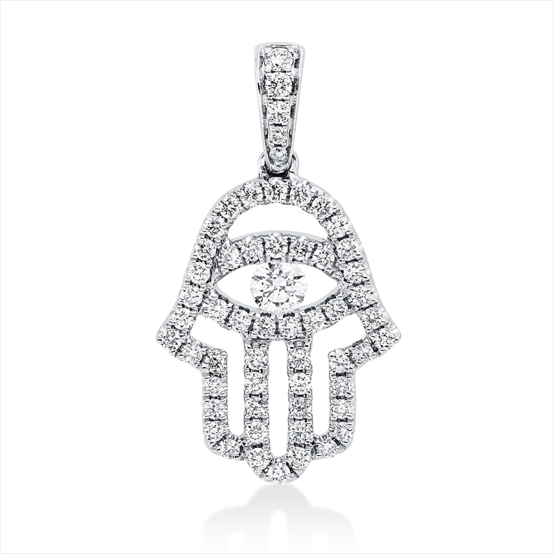 Anhänger 18 kt WG, mit Öse, 2 Brill. 0,03 ct, TW-si, 1 Brill. 0,11 ct, TW-si, 54 Brill. 0,37 ct, TW-si