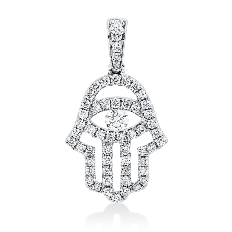 Anhänger 18 kt WG, mit Öse, 2 Brill. 0,03 ct, TW-si, 1 Brill. 0,11 ct, TW-si, 54 Brill. 0,37 ct, TW-si