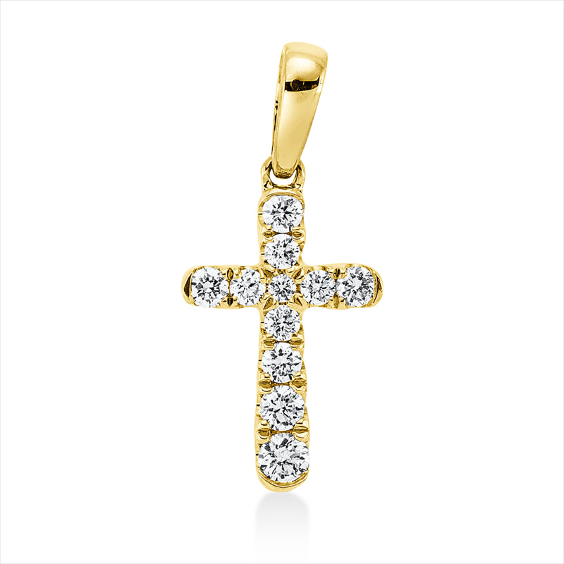 Anhänger 18 kt GG, mit Öse, 1 Brill. 0,03 ct, TW-si, 1 Brill. 0,04 ct, TW-si, 9 Brill. 0,16 ct, TW-si