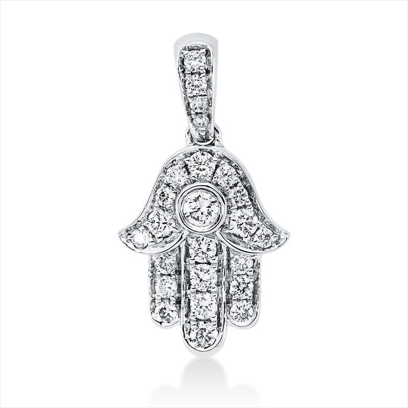 Anhänger 18 kt WG, mit Öse, 7 Brill. 0,10 ct, TW-si, 1 Brill. 0,03 ct, TW-si, 16 Brill. 0,11 ct, TW-si