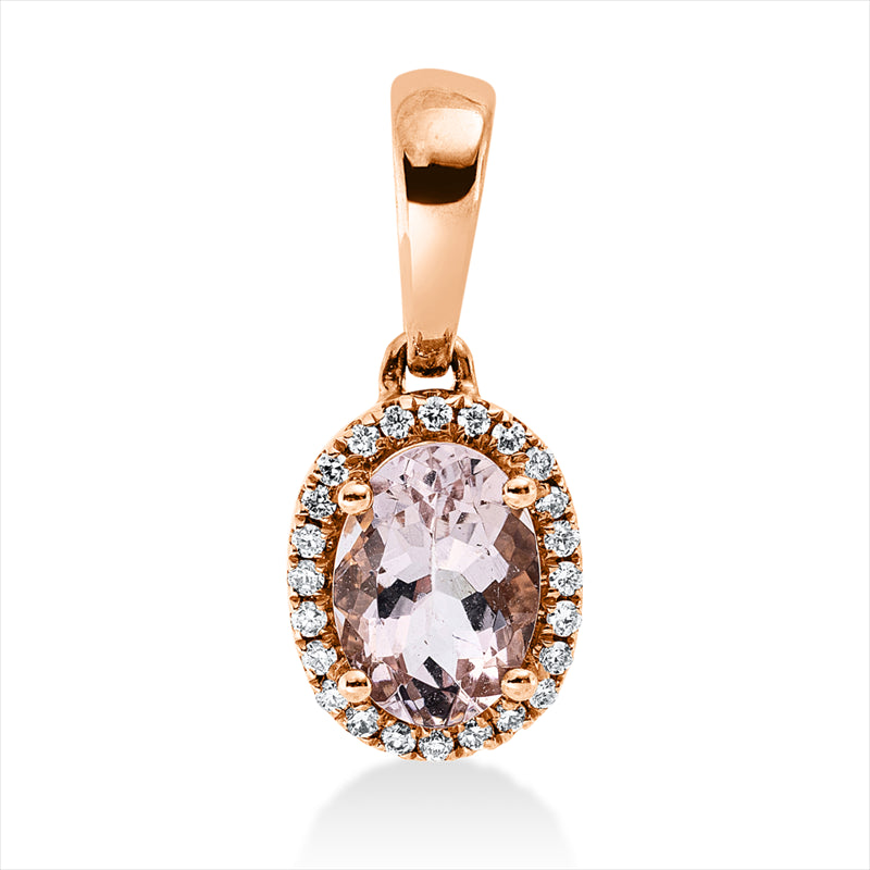 Anhänger 18 kt RG, mit Öse, 24 Brill. 0,07 ct, TW-vsi, 1 Morganit 0,75 ct rosa