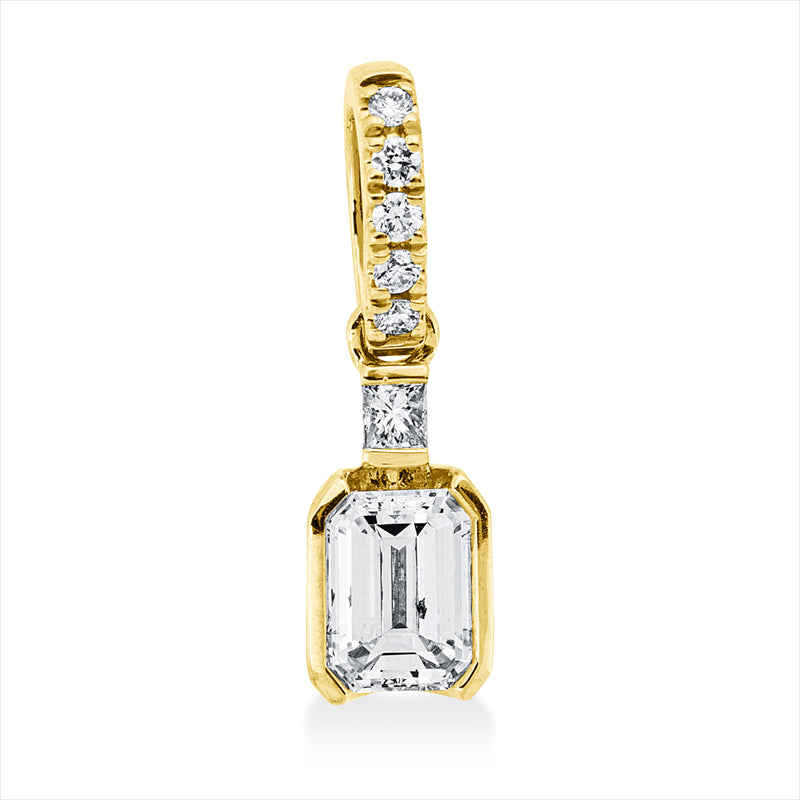 Anhänger 18 kt GG, mit Öse, 1 Princ. 0,02 ct, TW-si, 1 Sm.schliff 0,30 ct, TW-vsi, 5 Brill. 0,03 ct, TW-si