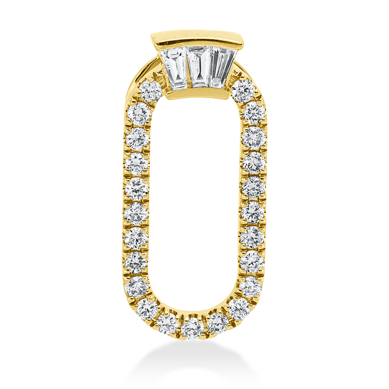 Anhänger 14 kt GG, 3 Trap. 0,06 ct, W-si, 23 Brill. 0,21 ct, W-si/pi