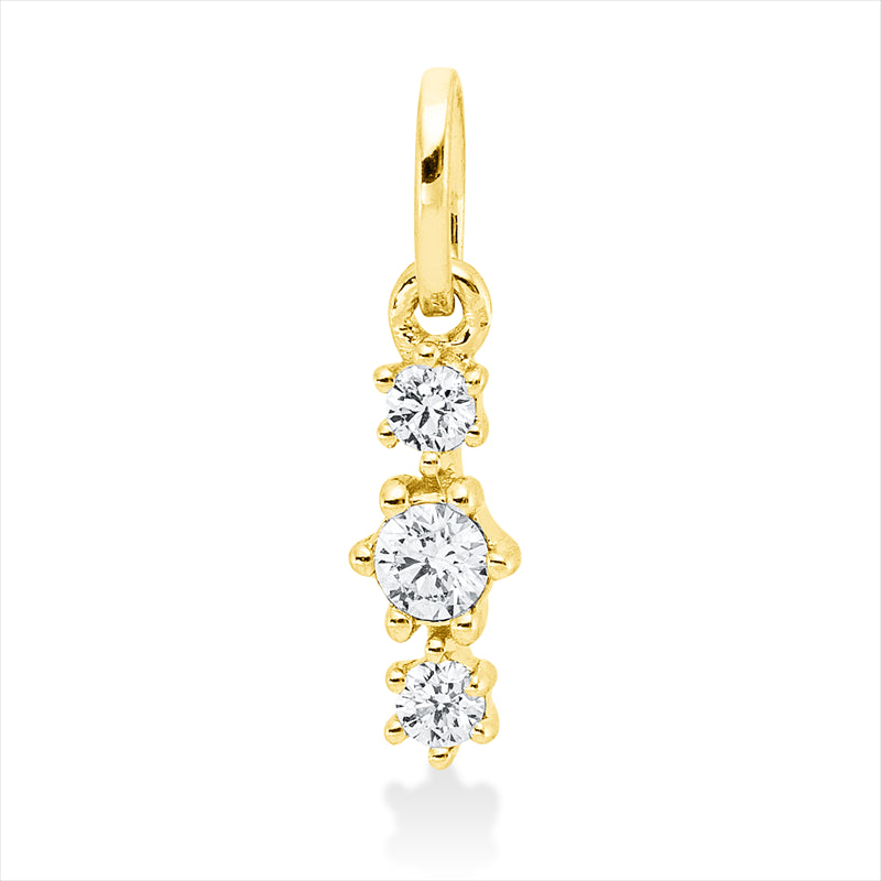Anhänger 18 kt GG, mit Öse, 3 Brill. 0,10 ct, TW-si