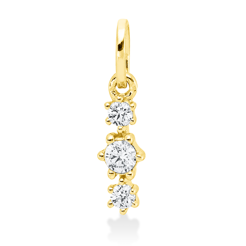 Anhänger 18 kt GG, mit Öse, 3 Brill. 0,10 ct, TW-si