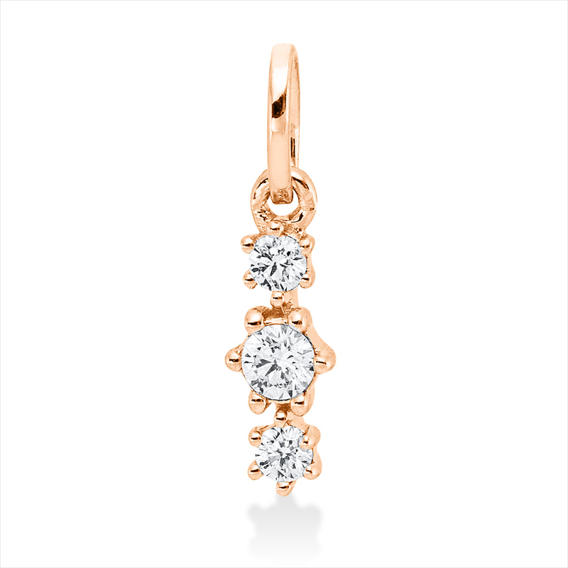Anhänger 18 kt RG, mit Öse, 3 Brill. 0,10 ct, TW-si