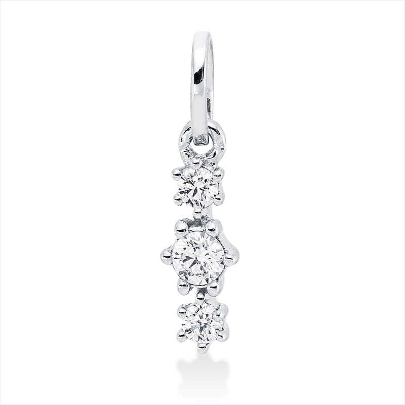 Anhänger 18 kt WG, mit Öse, 3 Brill. 0,10 ct, TW-si