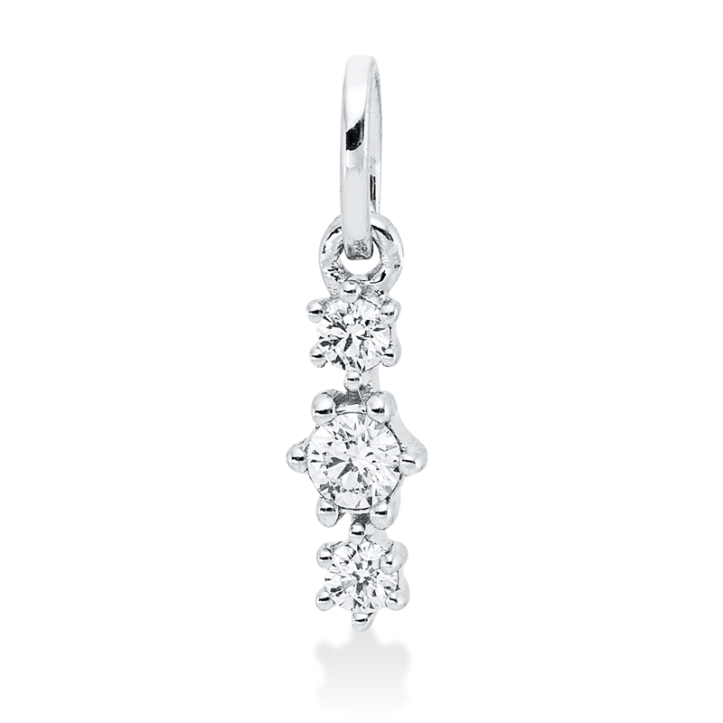 Anhänger 18 kt WG, mit Öse, 3 Brill. 0,10 ct, TW-si