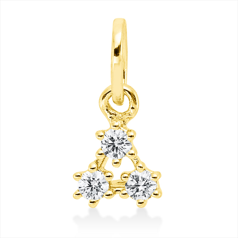 Anhänger 18 kt GG, mit Öse, 3 Brill. 0,07 ct, TW-si