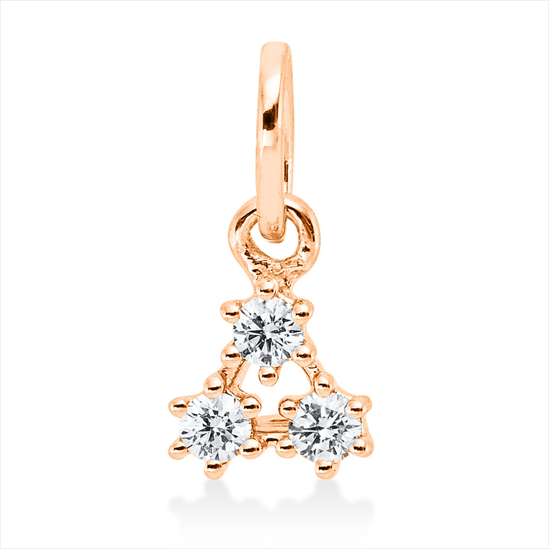 Anhänger 18 kt RG, mit Öse, 3 Brill. 0,07 ct, TW-si
