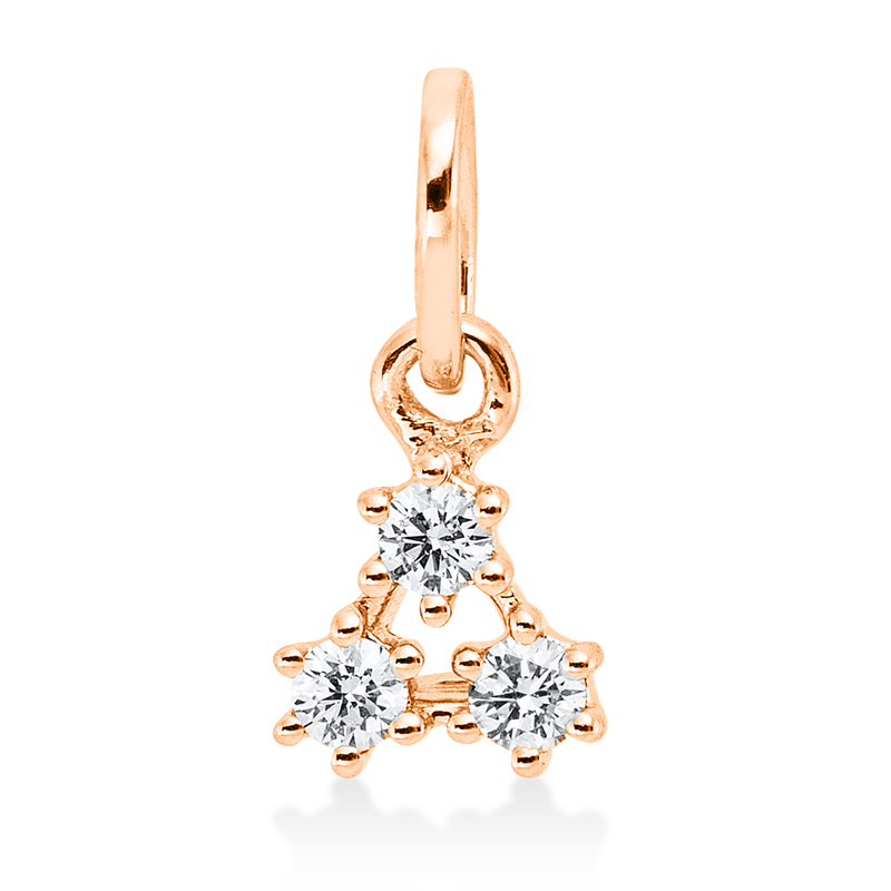 Anhänger 18 kt RG, mit Öse, 3 Brill. 0,07 ct, TW-si