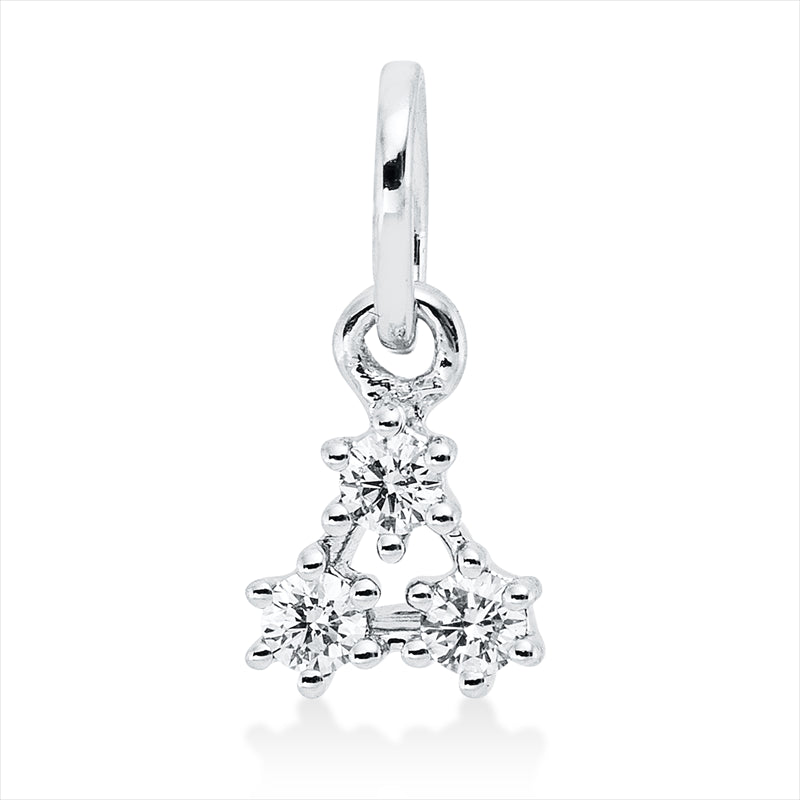 Anhänger 18 kt WG, mit Öse, 3 Brill. 0,07 ct, TW-si