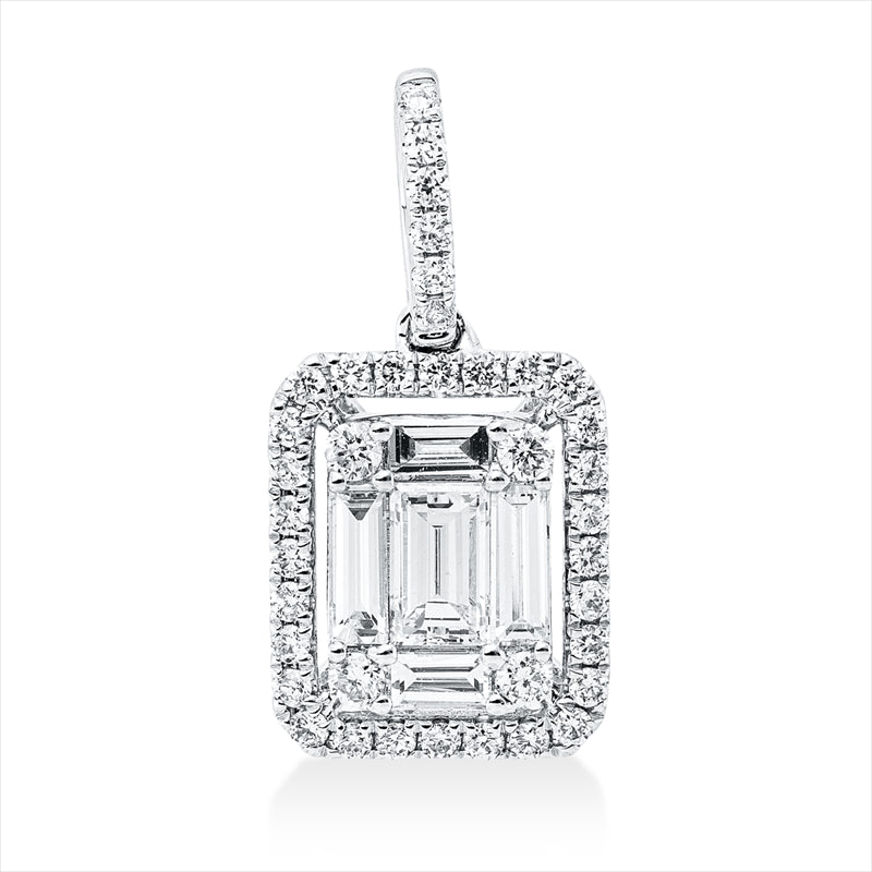 Anhänger 18 kt WG, mit Öse, 38 Brill. 0,14 ct, TW-si, 4 Bag. 0,12 ct, TW-vsi, 1 Bag. 0,14 ct, TW-vsi