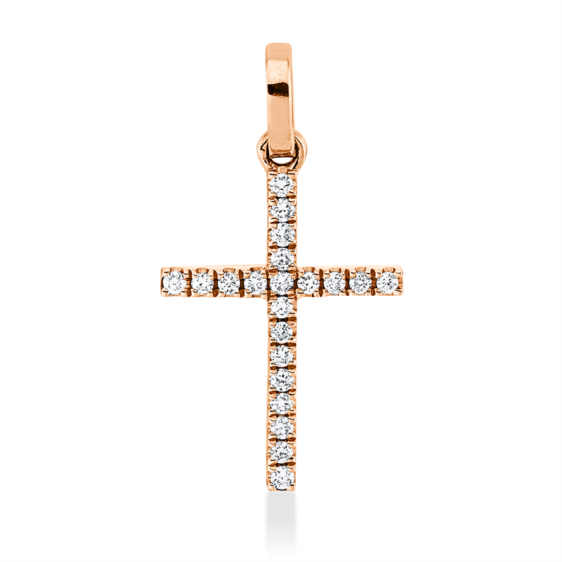 Anhänger 18 kt RG, mit Öse, 21 Brill. 0,06 ct, TW-si
