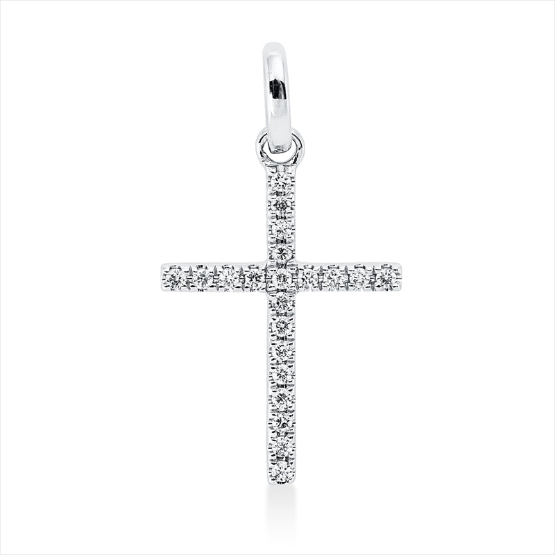 Anhänger 18 kt WG, mit Öse, 21 Brill. 0,05 ct, W-si