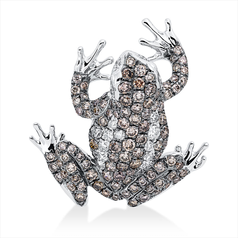 Anhänger 18 kt WG, Fassung schwarz rhodiniert, 16 Brill. 0,16 ct, TW-vsi, 109 Brill. 0,93 ct, braun