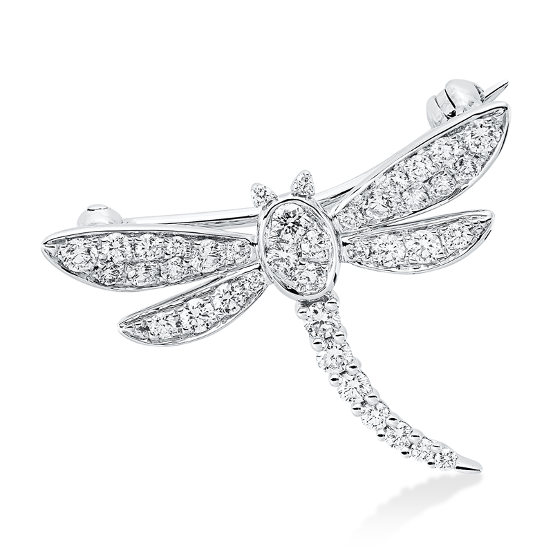 Brosche 18 kt WG, 39 Brill. 0,52 ct, TW-vsi