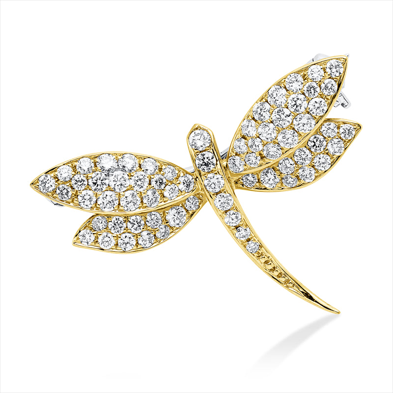 Brosche 18 kt GG+WG, 67 Brill. 0,67 ct, TW-vsi