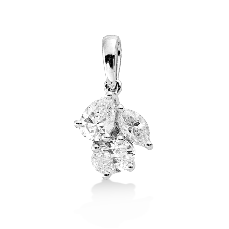 Anhänger 18 kt WG, 3 Fant-Schl. 0,47 ct, TW-si