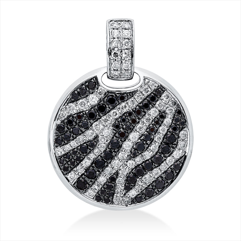 Anhänger 18 kt WG, Fassung teils schwarz rhodinie, 139 Brill. 1,12 ct, fancy