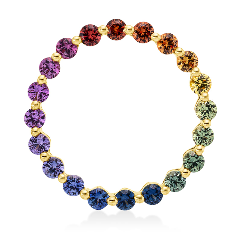 Anhänger 18 kt GG, 20 Saphire 0,90 ct multicolor