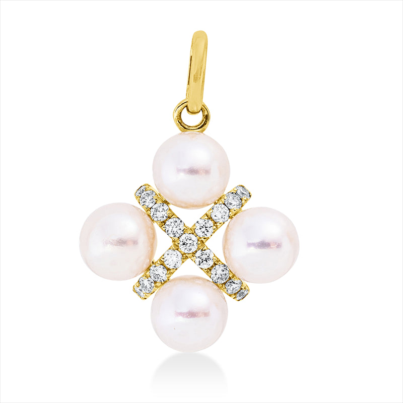 Anhänger 14 kt GG, mit Öse, 17 Brill. 0,13 ct, W-si/pi, 4 ZP weiß 5 mm