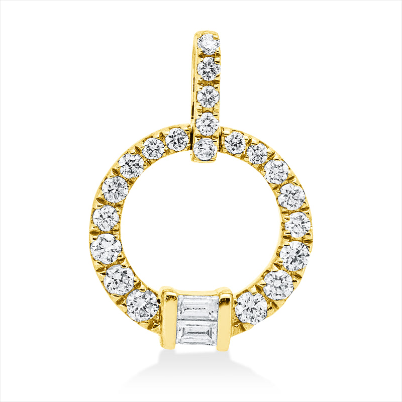 Anhänger 14 kt GG, mit Öse, 6 Brill. 0,08 ct, W-si/pi, 2 Bag. 0,04 ct, W-si/pi, 15 Brill. 0,09 ct, W-si/pi