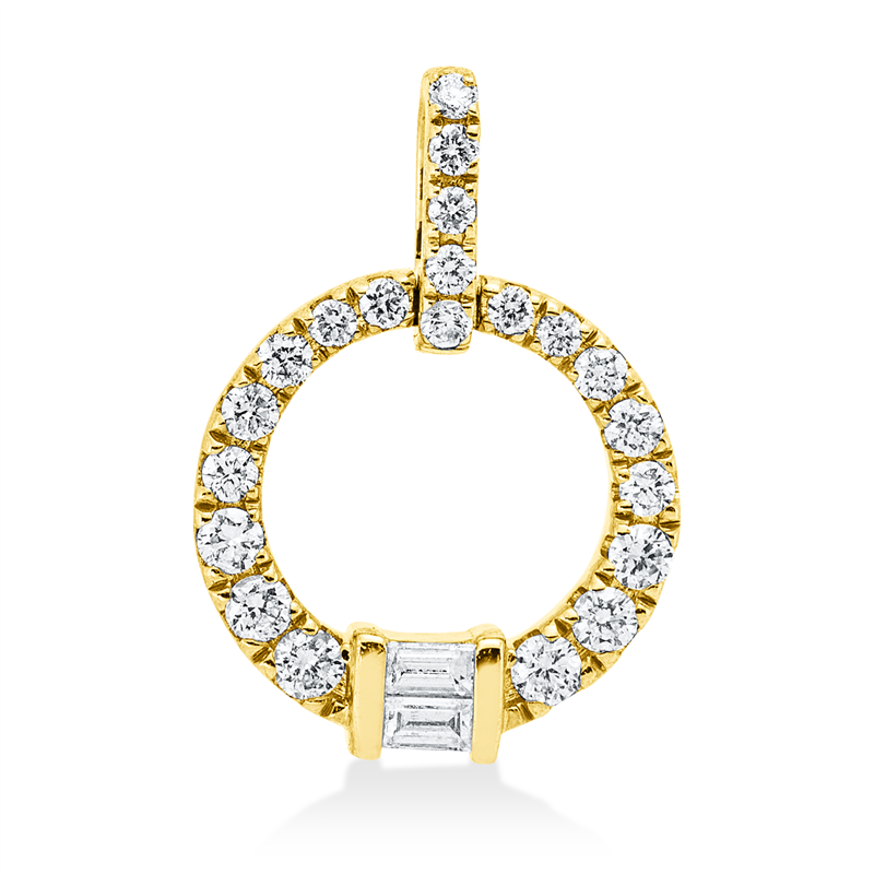Anhänger 14 kt GG, mit Öse, 6 Brill. 0,08 ct, W-si/pi, 2 Bag. 0,04 ct, W-si/pi, 15 Brill. 0,09 ct, W-si/pi