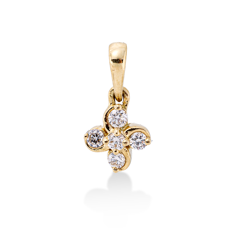 Anhänger 18 kt GG, mit Öse, 5 Brill. 0,09 ct, TW-si