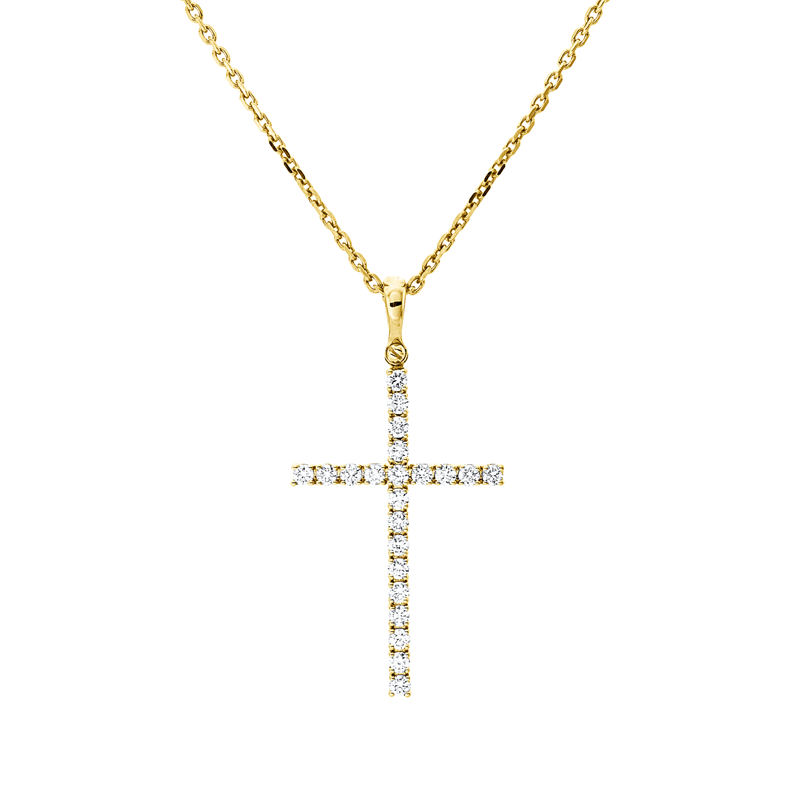 Anhänger 18 kt GG, mit Öse, 22 Brill. 0,34 ct, TW-si