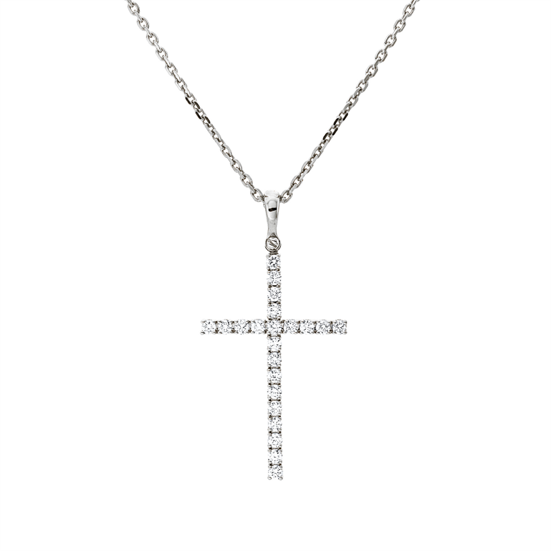 Anhänger 18 kt WG, mit Öse, 22 Brill. 0,35 ct, TW-si
