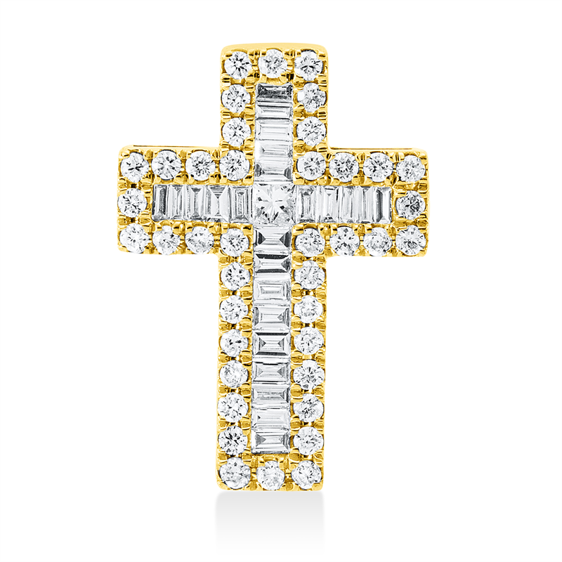 Anhänger 18 kt GG, 24 Bag. 0,13 ct, TW-si, 1 Princ. 0,02 ct, TW-si, 40 Brill. 0,20 ct, TW-si