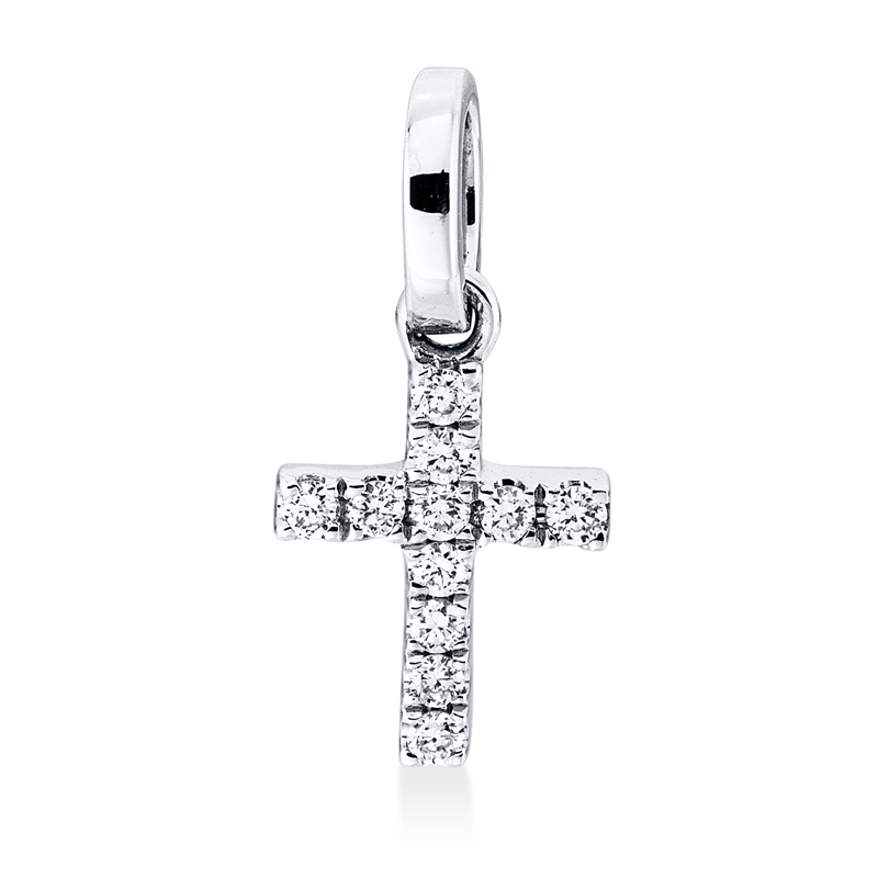 Anhänger 18 kt WG, mit Öse, 11 Brill. 0,02 ct, TW-si