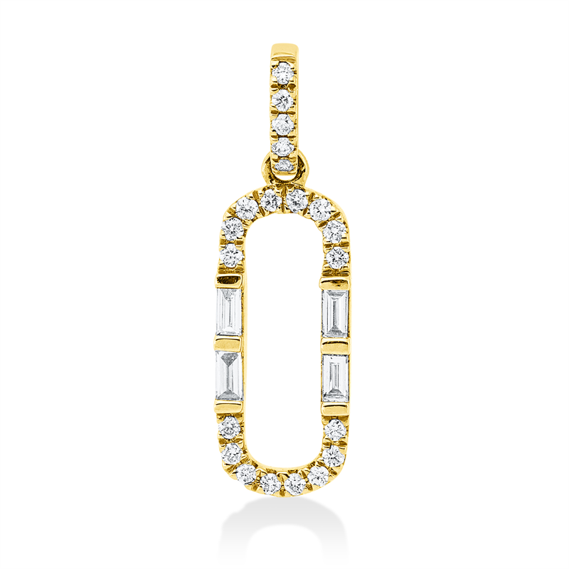 Anhänger 14 kt GG, mit Öse, 4 Bag. 0,10 ct, W-si/pi, 21 Brill. 0,11 ct, W-si/pi