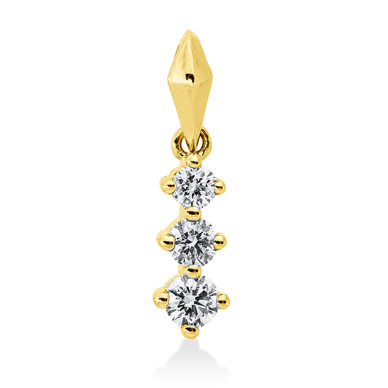 Anhänger 14 kt GG, mit Öse, 3 Brill. 0,17 ct, W-pi