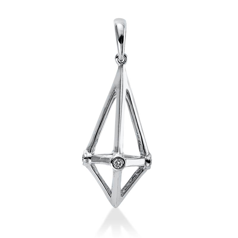 Anhänger 18 kt WG, mit Öse, 4 Brill. 0,02 ct, TW-si