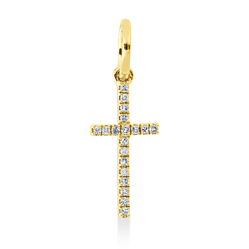 Anhänger 18 kt GG, mit Öse, 19 Dia. 0,04 ct, TW-pi
