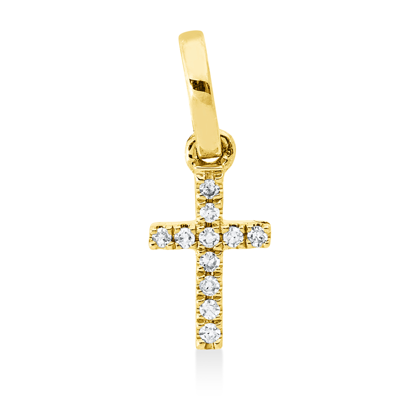 Anhänger 18 kt GG, mit Öse, 11 Dia. 0,03 ct, TW-si