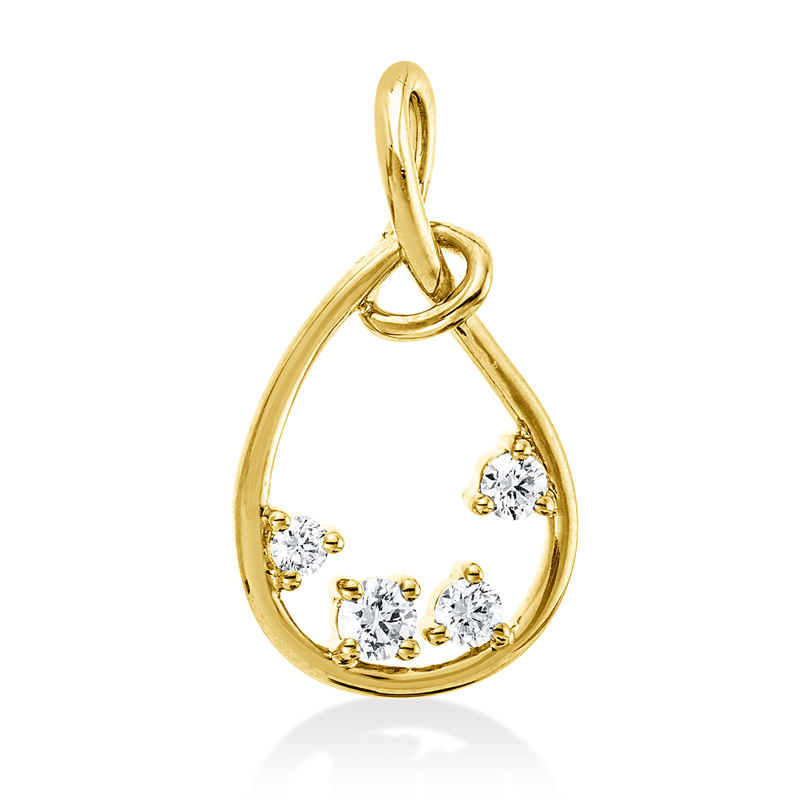Anhänger 18 kt GG, 3 Brill. 0,12 ct, TW-si, 1 Brill. 0,02 ct, TW