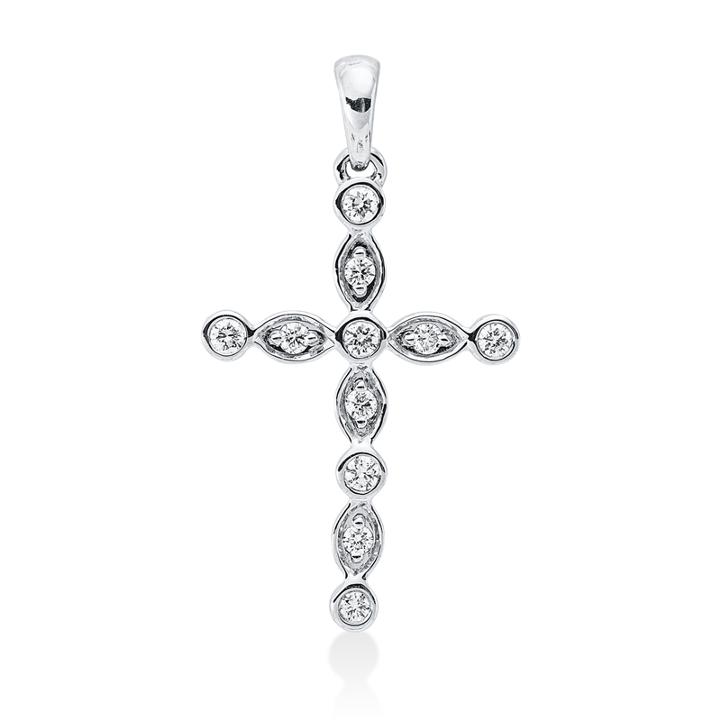 Anhänger 18 kt WG, mit Öse, 11 Brill. 0,16 ct, TW-si