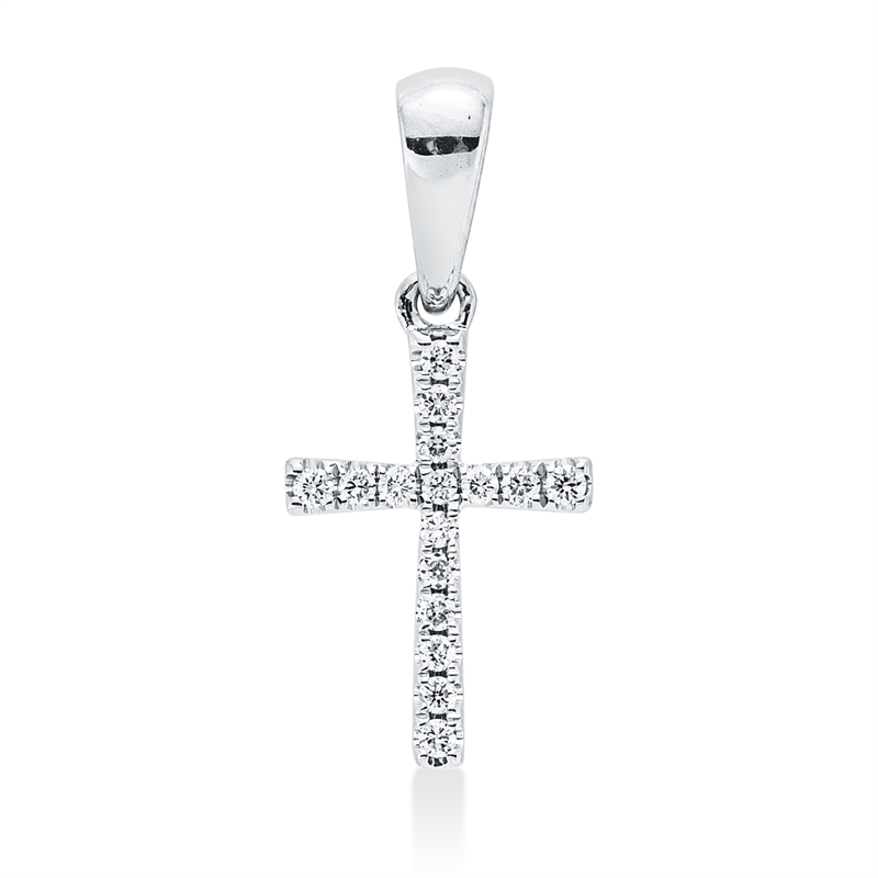 Anhänger 18 kt WG, mit Öse, 16 Brill. 0,06 ct, W-si