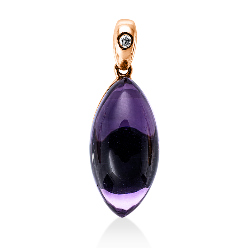 Anhänger 14 kt RG, mit Öse, 1 Brill. 0,01 ct, TW-si, 1 Amethyst 6,26 ct lila