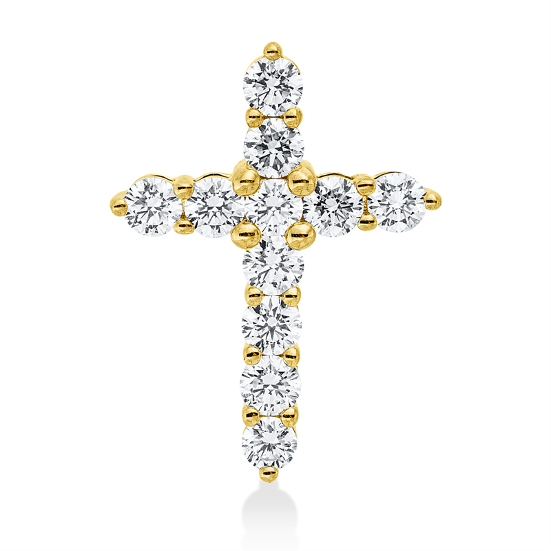 Anhänger 14 kt GG, 11 Brill. 1,02 ct, W-si/pi