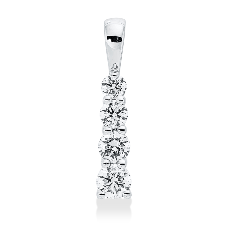 Anhänger 14 kt WG, 1 Brill. 0,07 ct, W-si, 1 Brill. 0,09 ct, W-si, 1 Brill. 0,13 ct, W-si, 1 Brill. 0,05 ct, W-si