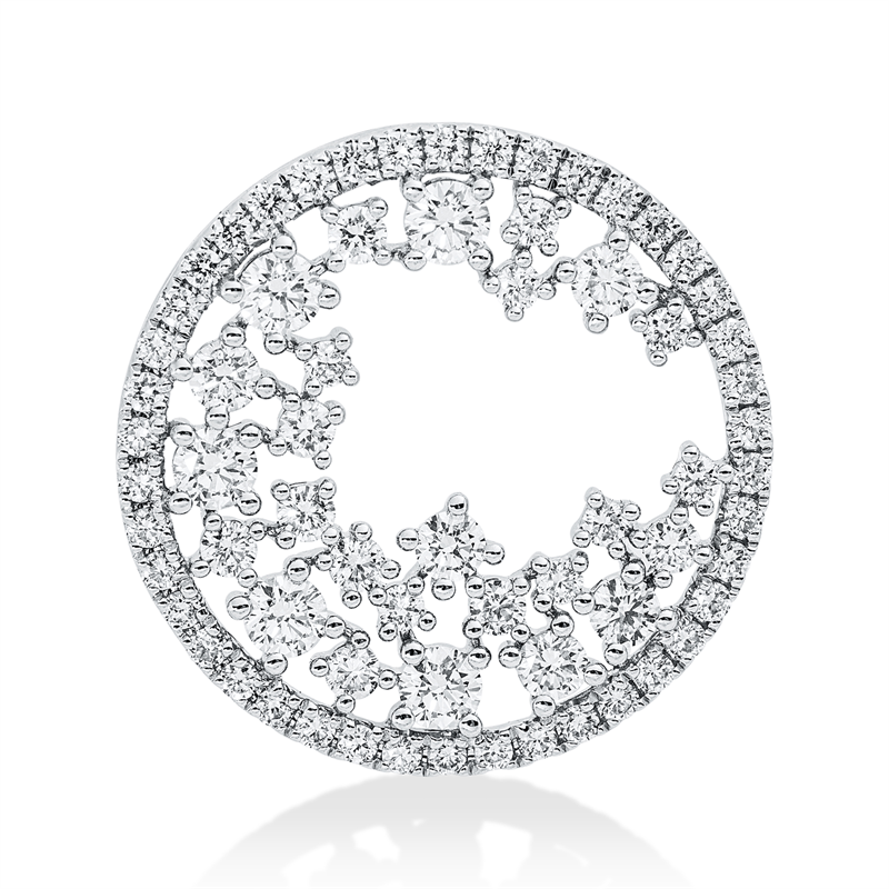Anhänger 18 kt WG, 68 Brill. 1,10 ct, TW-si