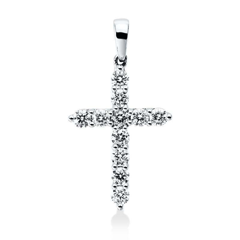 Anhänger 18 kt WG, mit Öse, 11 Brill. 0,51 ct, TW-si