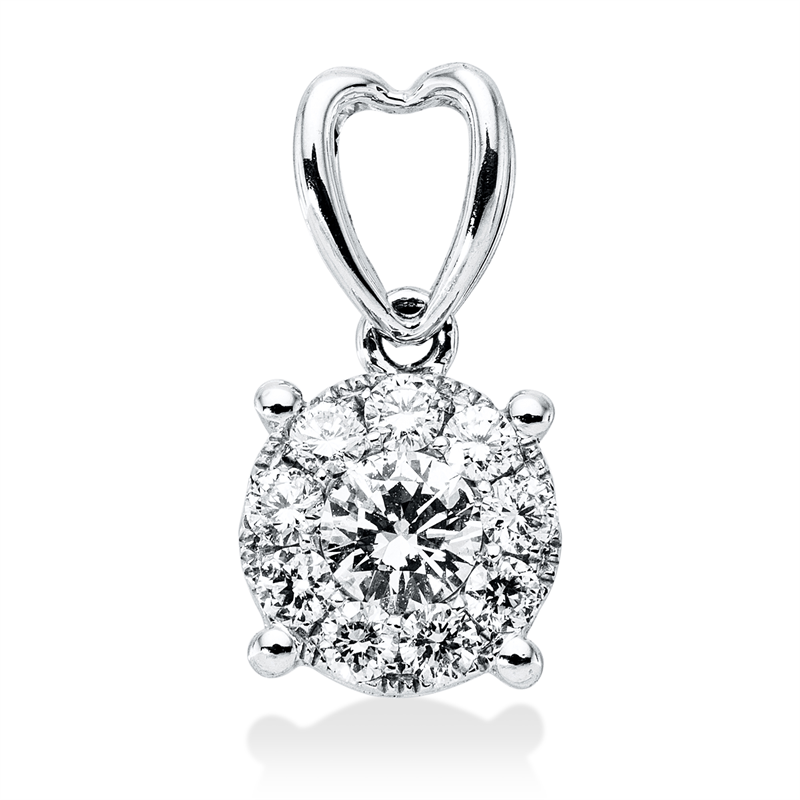 Anhänger 18 kt WG, mit Öse, 10 Brill. 0,37 ct, F-vsi