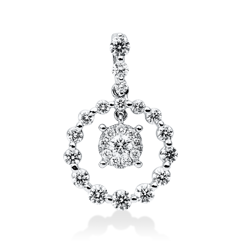Anhänger 18 kt WG, mit Öse, 27 Brill. 0,66 ct, F-vsi