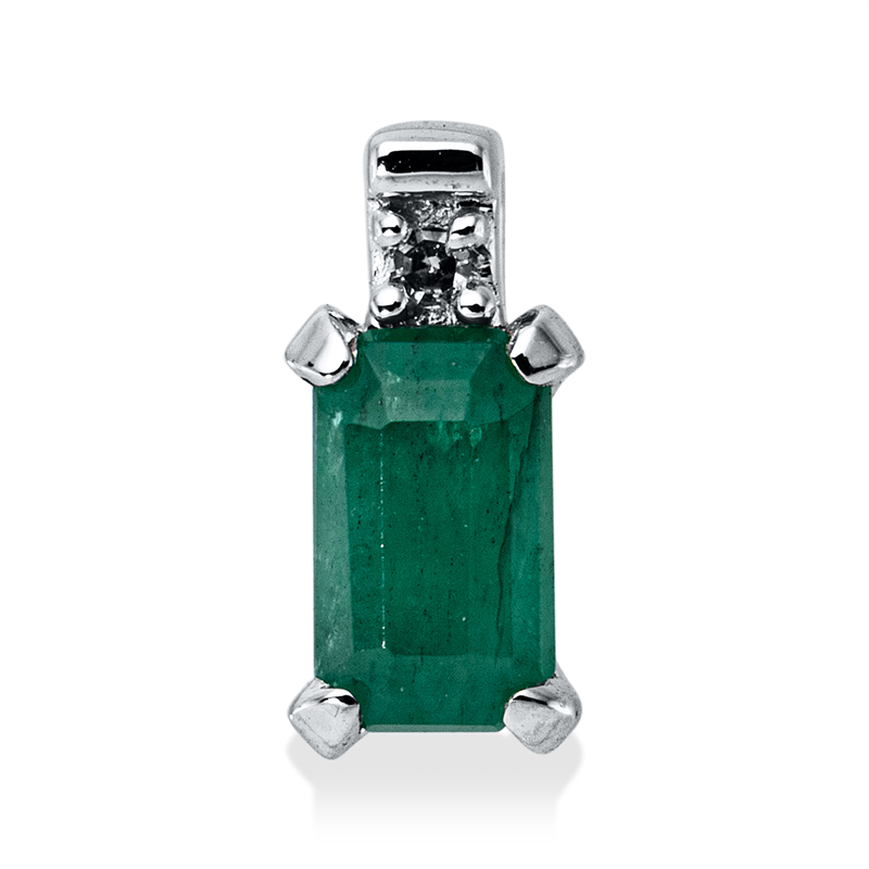 Anhänger 18 kt WG, 1 Dia. 0,01 ct, TW-si, 1 Smaragd 0,33 ct grün