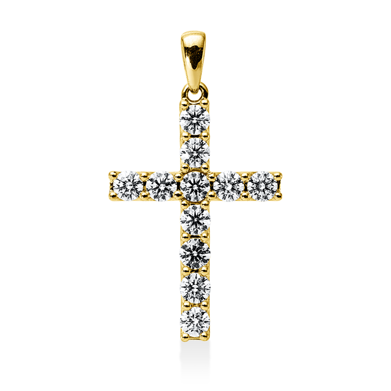 Anhänger 18 kt GG, mit Öse, 11 Brill. 1,50 ct, TW-vsi/si